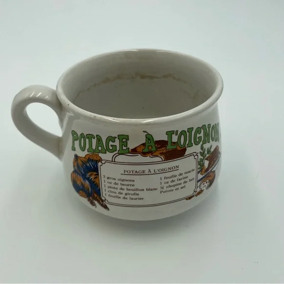 Vintage 70s French Onion Soup Recipe Mug | Potage à l’Oignon Bilingual - Picture 2 of 5